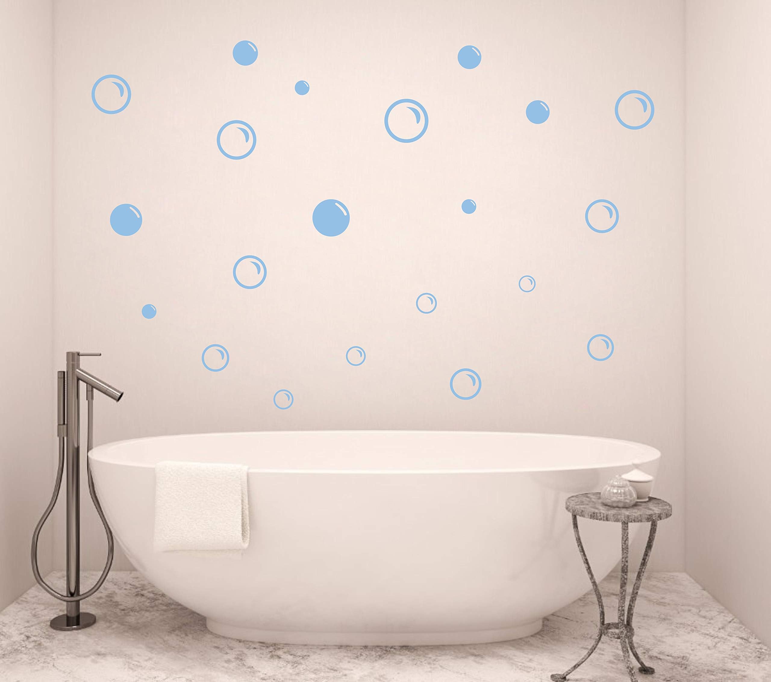 90 Large Soap Bubbles Wall Decals, Bathroom Decals, Wall Art, Vinyl Stivkers for Bathroom, Bedroom, Nursery Decor A35 (Light Blue)