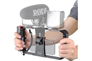 Zeadio Smartphone Stabilizer Grip, Cellphone Video Rig Tripod Mount Holder, with Wireless Remote Shutter for All iPhone and Android Smartphones