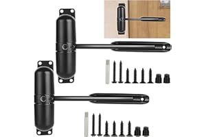 SENENQU 2 Pack Safety Spring Door Closers 4-1/4 inch Automatic Door Closer Residential, Auto Door Closer Adjustable Closing Door Hinge to Convert Hinged Doors to Self-Closing, Black