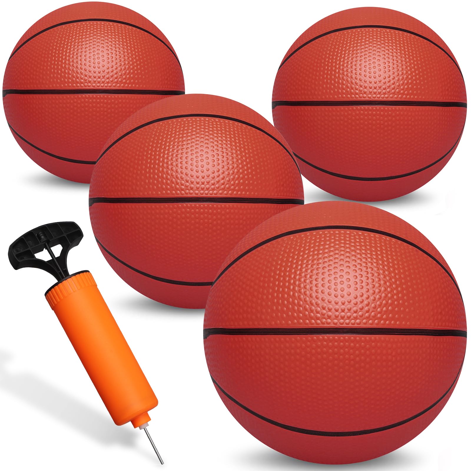 Picabika 4 PCS 9.8’’ Basketball Toys for Kids Adults, Basketball Set with Pump for Mini Hoop, Replacements balls for Beach Pool Indoors Outdoors, Birthday Gift for Teens Boys Girls for Training Games