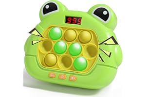 olloiig Pop Fidget Kids Games Toy, Fast Push Bubble Game with LED Screen for Kids 3-12, Handheld Quick Push Game, Autism Sensory Toys, Birthday Xmas Gifts for Boys, Girls, Adults (S Eyes Frog Green)