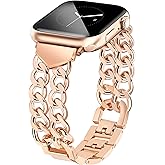 JR.DM Rose Gold Watch Bands for Women Compatible with Apple Watch 45mm 46mm 49mm 42mm(S3/2/1) Stylish Adjustable Metal Chain Bracelet for iWatch Series 11/10/9/8/7/6/5/4/3/2/1 SE 3/2/1 Ultra 3/2/1