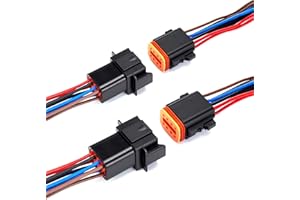 WOODGUILIN 8 Pin Deutsch DT Connector, 8 Way Waterproof DT Automotive Electrical Connector Male Female Plug with 16 AWG Cable Wire for Cars, Trucks, Boats, LED Work Lights.2 Pairs(DT 8P Black)
