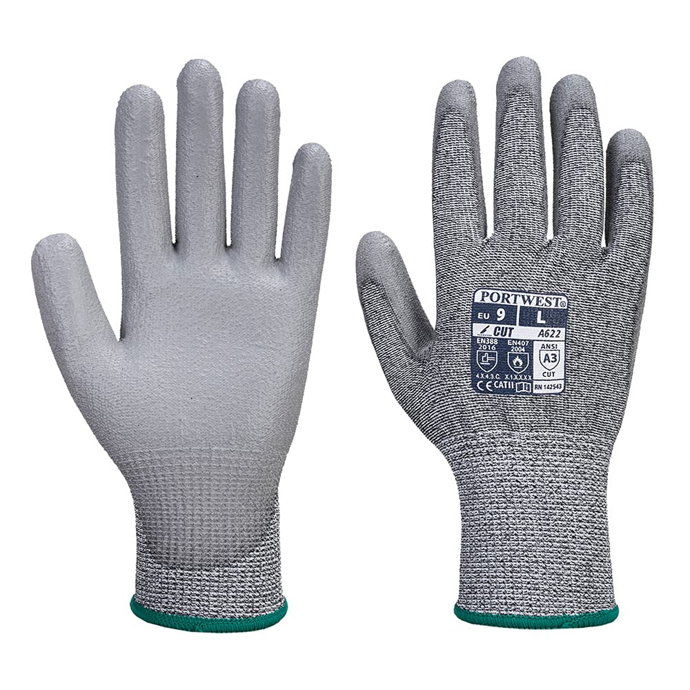 Portwest A622 Cut Resistant MR PU Palm Glove Grey, Small โ image 1