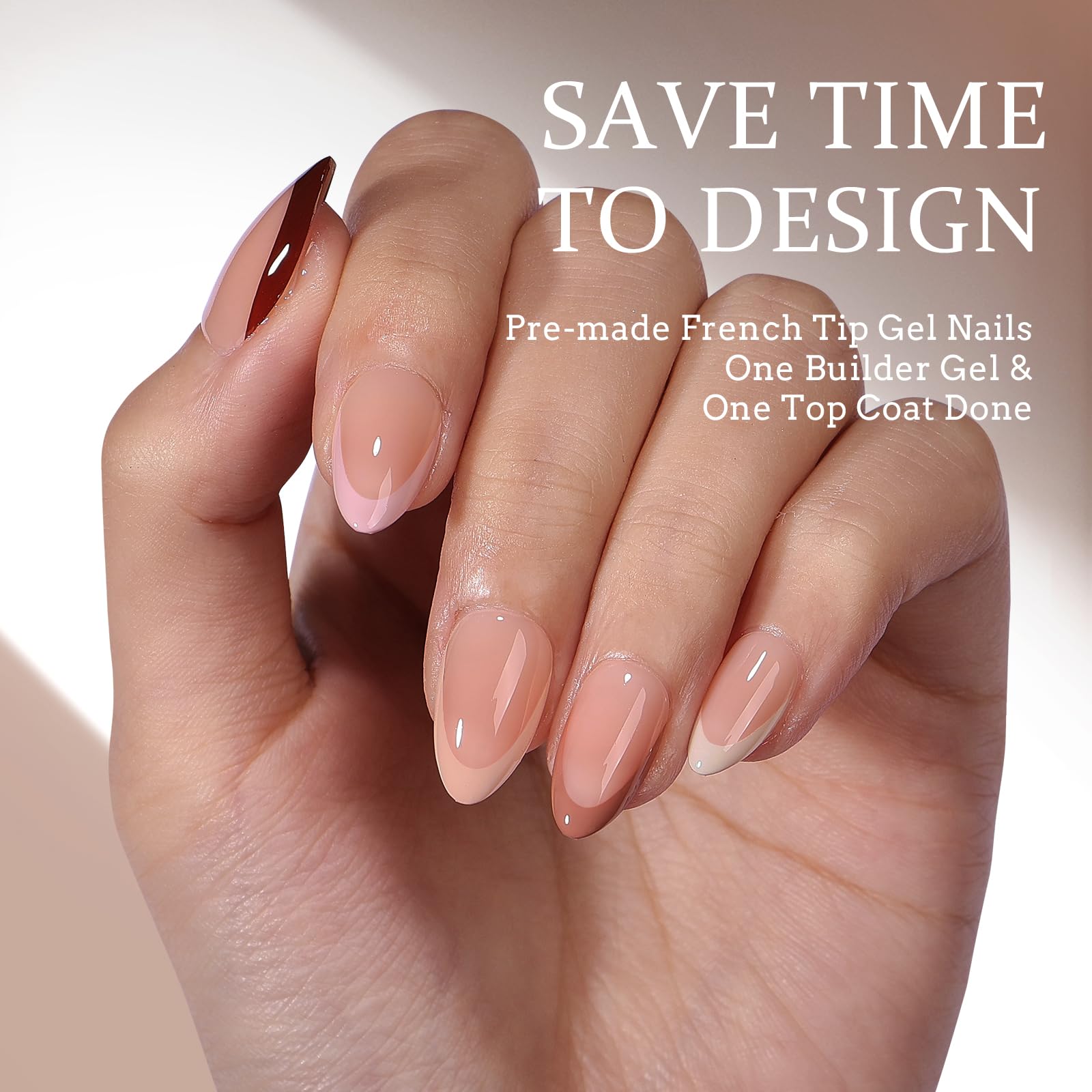 BTArtboxnails XCOATTIPS Press on Nails - French Tip Press on Nails, Fake Nails Short Almond Nail Tips, Skin Tones Soft Gel Material Acrylic False Nails Gift for DIY at Home - Image 2