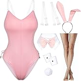 Womens Bunny Costume Girl Bodysuit Anime Role Costume Senpai Cosplay Bodysuit One Piece Stockings Set