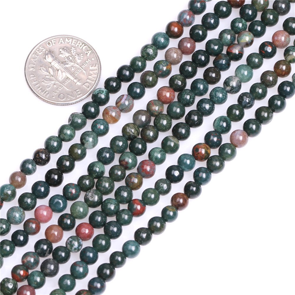 SHGbeads 4mm Dark Green Blood Semi Precious Gemstone Round Loose Beads for Jewellery Making DIY Handmade Craft Supplies 15''