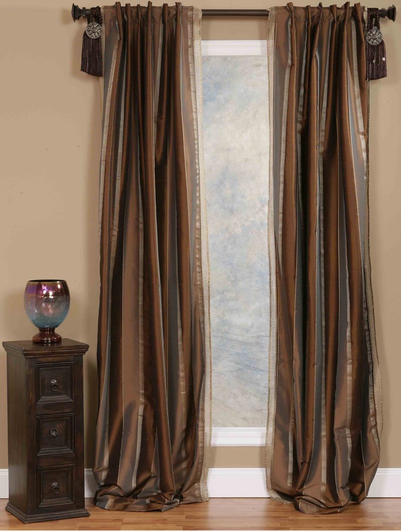 Rulu 91187 Roshni Stripe Lined Polyester Drapery Panel 46 Inch By