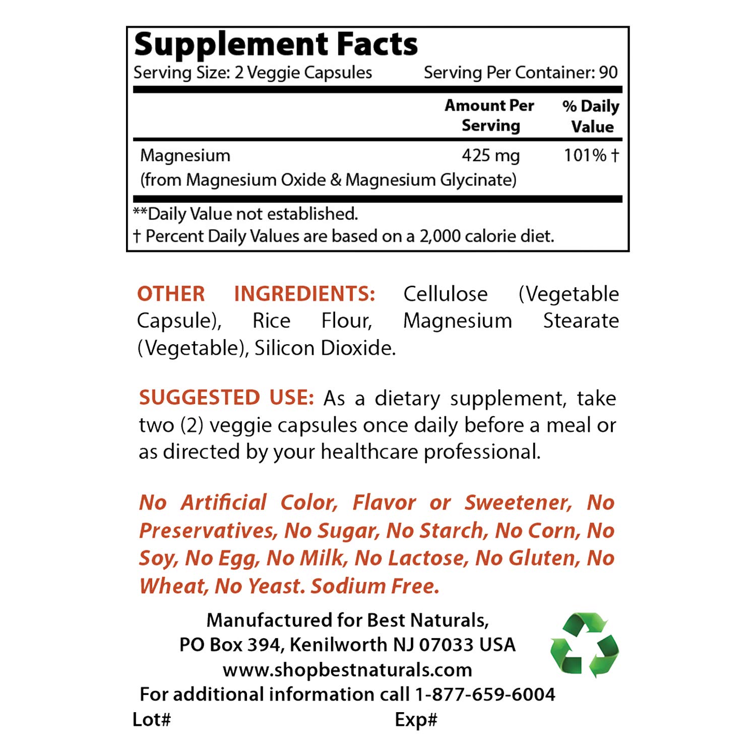 Best Naturals NAC 600 mg & Magnesium Glycinate 425 mg