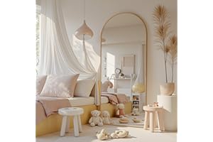 Antok Arch Floor Mirror,59"x18"Full Length Mirror - Freestanding Full Body Mirror with Stand for Bedroom or Living Room(Khaki)