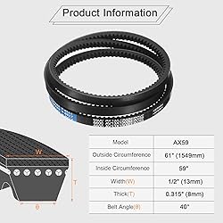uxcell 4Pcs AX59 EPDM V-Belt, Raw Edge Cogged
