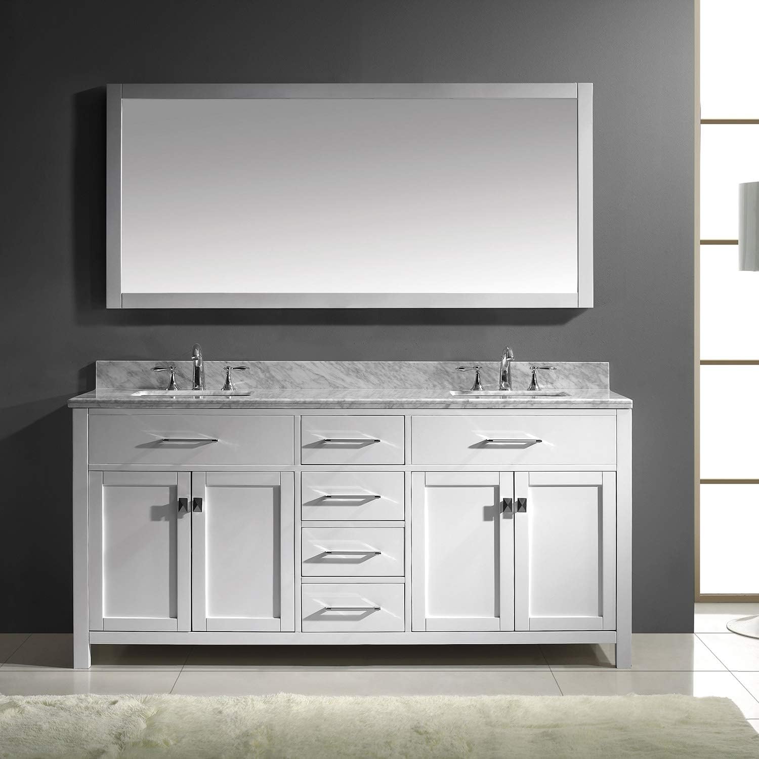 Amazoncom Virtu Usa Md 2072 Wmsq Wh Caroline Bathroom Vanity 72 Inches White Home Improvement