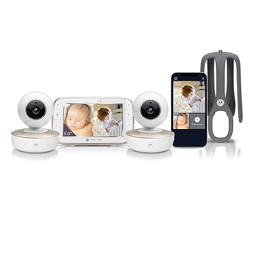 Motorola Baby Monitor VM855-2 Indoor 2-Camera Video with Crib Mount HD  720p, Connects to Phone App, 1000ft Range, 2-Way Audio, Split-Screen,