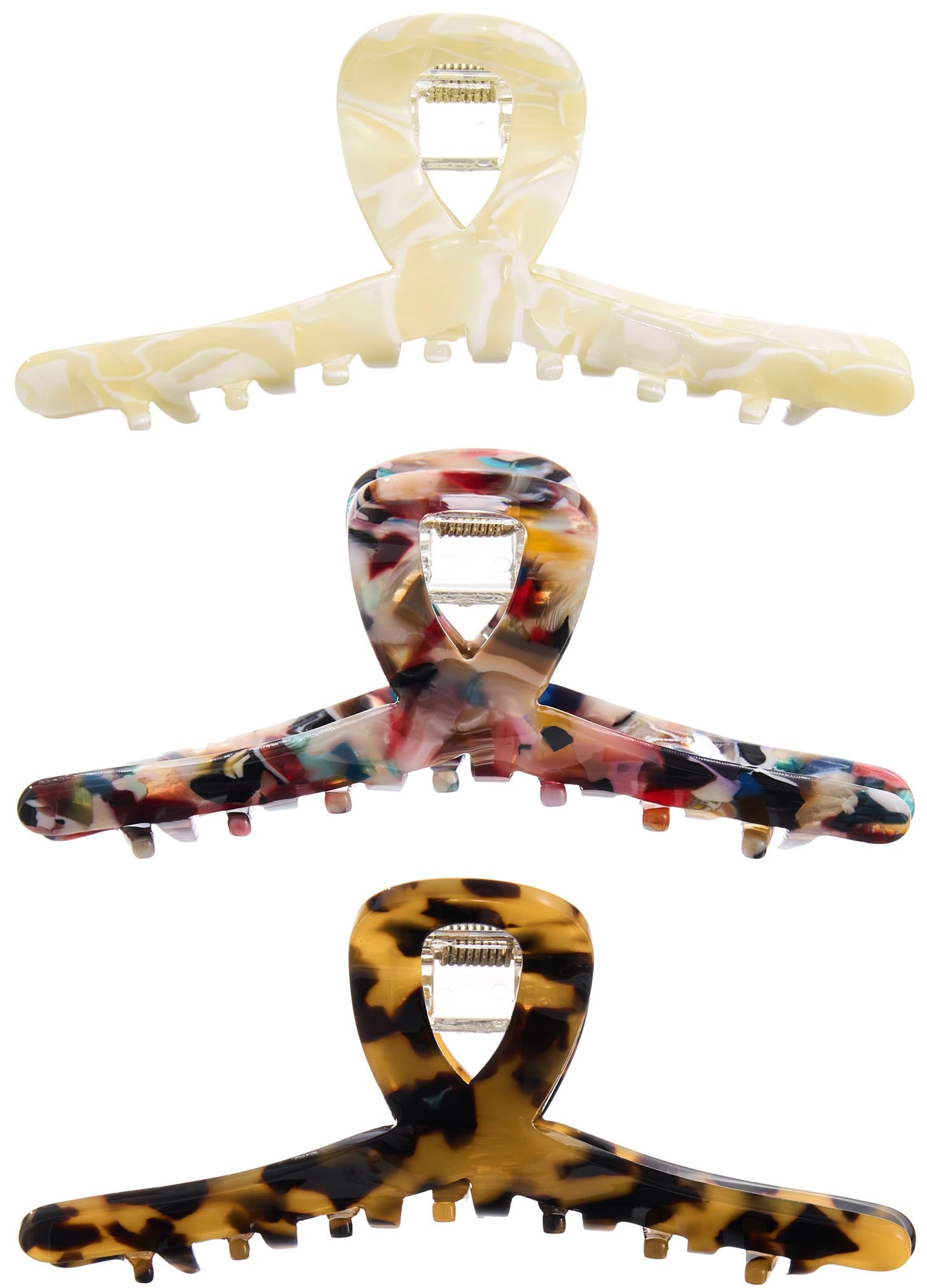 Photo 1 of 4.1 Inch Hair Clips Tortoise-shell Claw Cellulose Acetate Jaw Clip Celluloid French Design Hair Barrettes Grip Leopard Print Clamps for Women Ladies Mother (3 Pack)