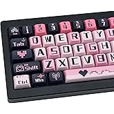 COOMICKEY PBT Keycaps 131 Keys Black Pink Keycaps Dye-Sublimation Cute Keycap XDA Profile for Cherry Gateron MX Switches Mechanical Keyboards