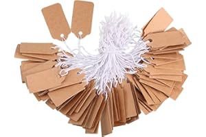 CCINEE 100Pcs Mini Brown Kraft Paper Price Tags with String 2.3x3.6cm Small Card Blank Hanging Gift Labels for Jewelry Crafts