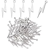 COGCHARGER 50pcs Stainless Steel Lightning Bolt Charms for Jewelry Making