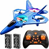ANTSIR RC Plane ABS Fighter Jet Drone Flying Toy for Kids Birthday Gift | Throw-to-Fly, 3D Flips, Headless Mode, Altitude Hold, Cool Lights, 2 Batteries, Easy to Fly, 2.4GHz Mini Airplane for Boys 6+