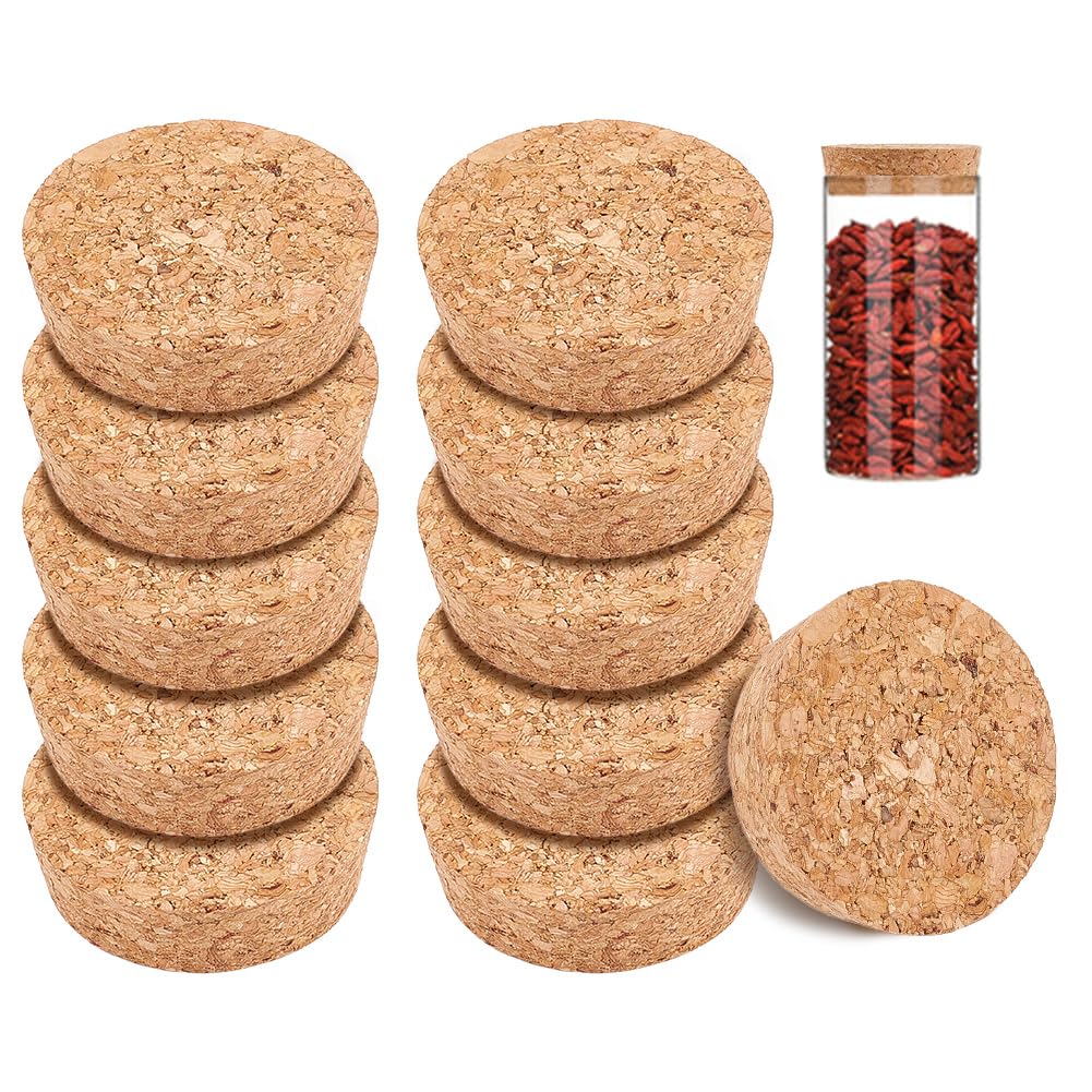 BENECREAT 12 Pcs Cork Bottle Stoppers, Cork Plug, Replacement Corks for Wines, Decorative Bottles, Jars, Arts, DIY Crafts, 57mm in Diameter