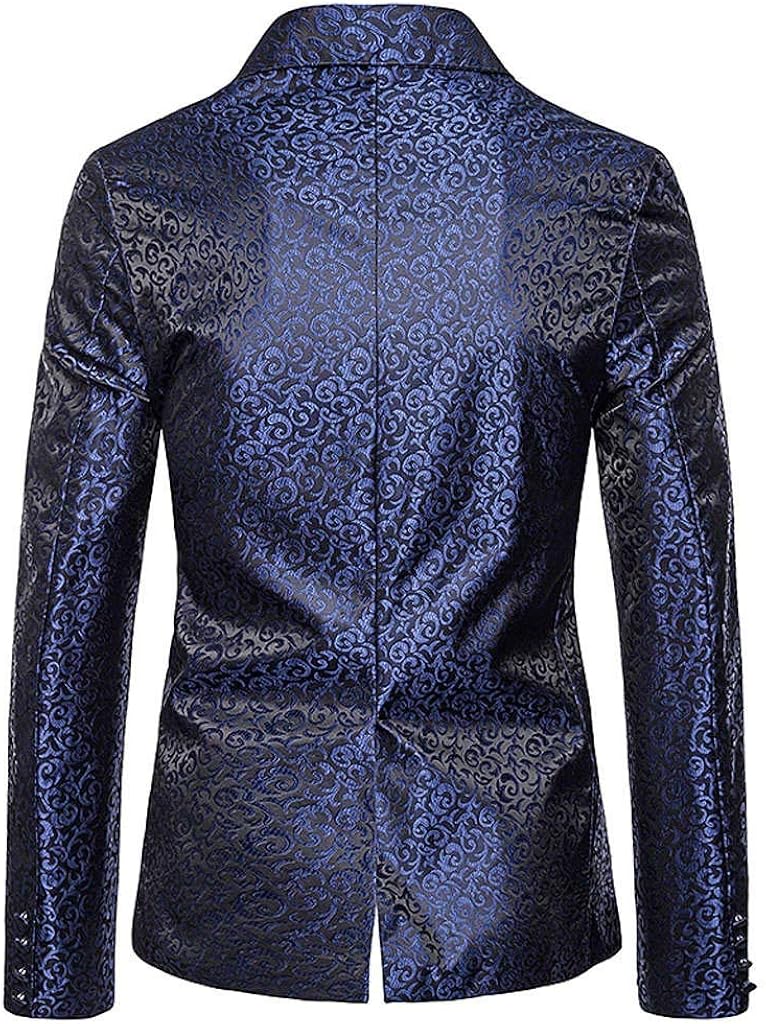 2019 Men's Blazer Dress Coat Beautyfine Autumn Winter Casual Gold Print Button Jacket Long Sleeve Tops at  Men’s Clothing store