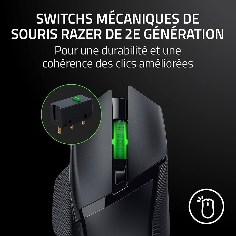 Basilisk V3 X Hyperspeed - Souris Gaming sans Fil (Forme Ergonomique Iconique avec 9 Boutons Programmables, sans Fil HyperSpeed, Capteur Optique 5G Avancé de 18K) Noir