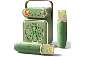 ICARER FAMILY Mini Karaoke Machine for Kids, Karokee Machine with Bluetooth and Wireless Microphone, Small Karaoke Machine with Mic Toys for Kids 4, 5, 6, 7, 8, 9, 10 +Year Old (Light Green)