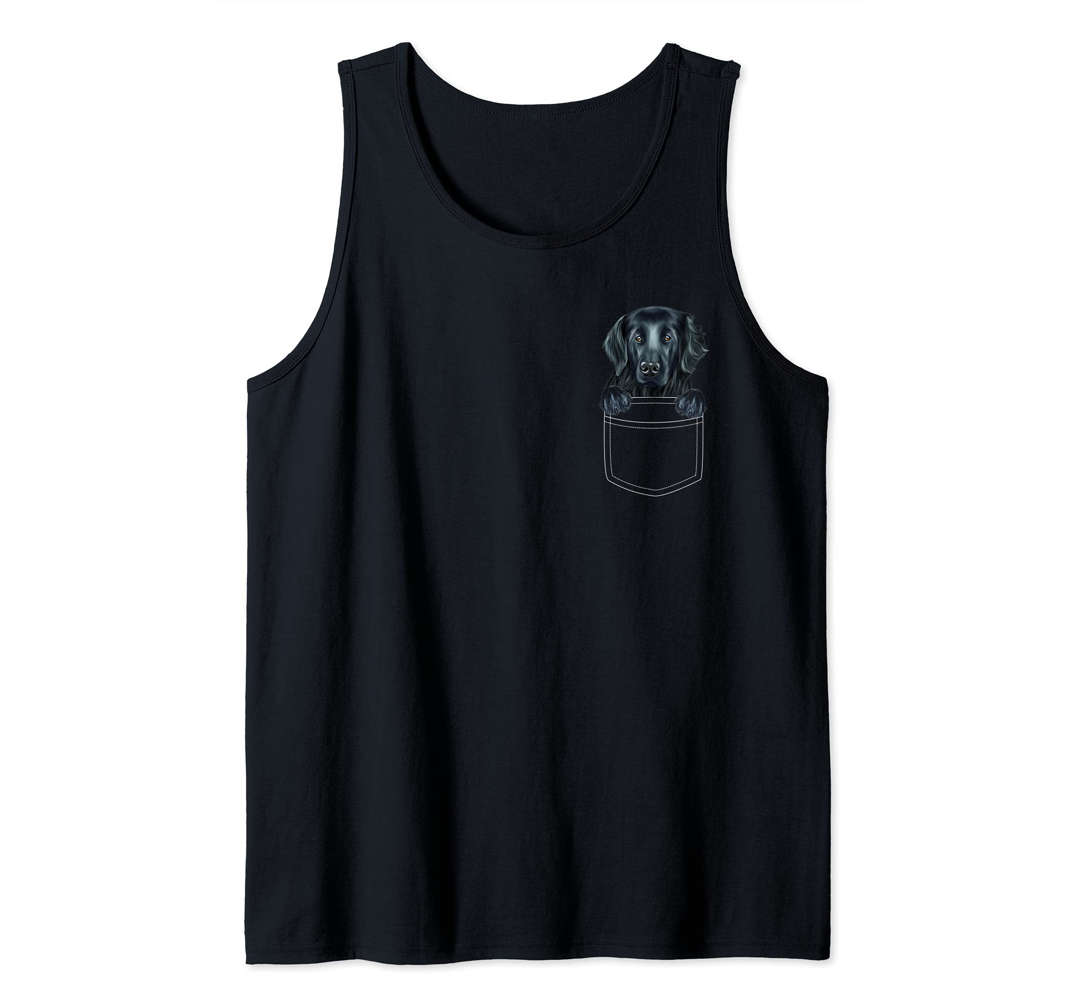 Flat-Coated Retriever Dog In Pocket Funny Dog Lover Tank Top