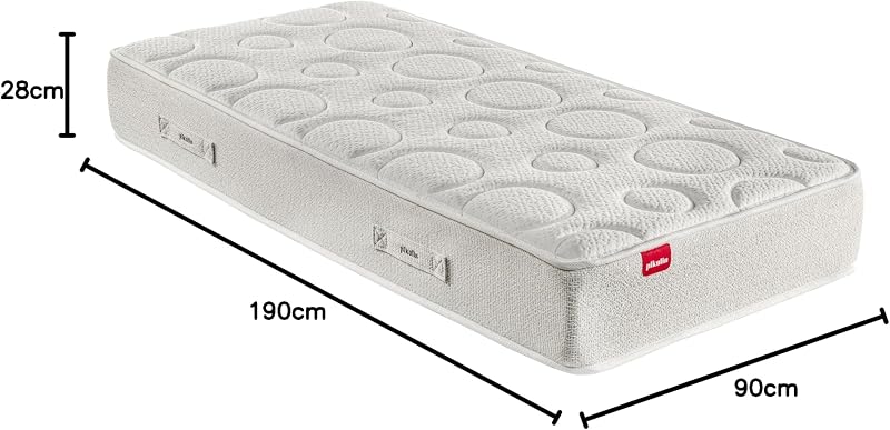 - Colchón Viscoelástico 90x190 cm Premium - Altura 28 cm - Núcleo Muelles Ensacados Extra Confort - Doble Cara - Tratamiento Higiénico Triple Barrera - Fabricado en España - Modelo Shire