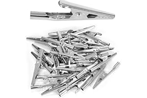 60 Pcs 50mm Metal Alligator Clips, Electrical Test Clips with Spring, High Conductivity Non-Insulated Crocodile Clamps for La