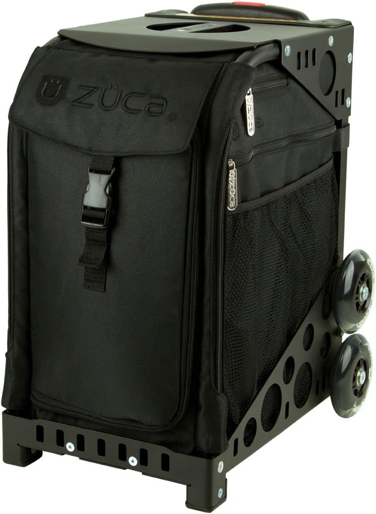 Zuca Stealth Sport Insert Bag (Black, Black embroidery) with Black Non-Flashing-Wheels Sport Frame : Sports & Outdoors