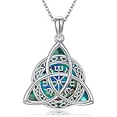 HUKKUN Celtic Knot Viking Necklace 925 Sterling Silver Amulet Pendant Viking Jewelry Gift for Women Men