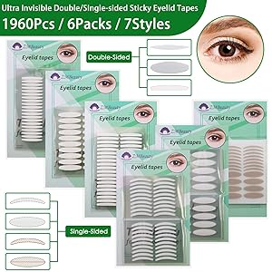 6 Packs Natural Invisible Single/Double Side Eyelid Tapes Stickers, Medical-use Fiber Eyelid Strips, Instant lift Eye Lid Without Surgery, Perfect for Hooded, Droopy, Uneven, Mono-eyelids