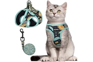 FAYOGOO Cat Harness and Leash Set for Walking Escape Proof, Adjustable Easy Control Harness for Medium Large Small Cats with Reflective Strips