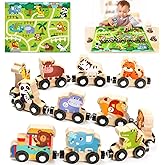Toys for 1 2 3 Year Old Boys Girls, Montessori Toys Magnetic Wooden Train Set Gifts for 1-2 Year Old Boy Girl Educational Tod