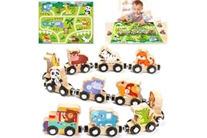 Toys for 1 2 3 Year Old Boys Girls, Montessori Toys Magnetic Wooden Train Set Gifts for 1-2 Year Old Boy Girl Educational Tod