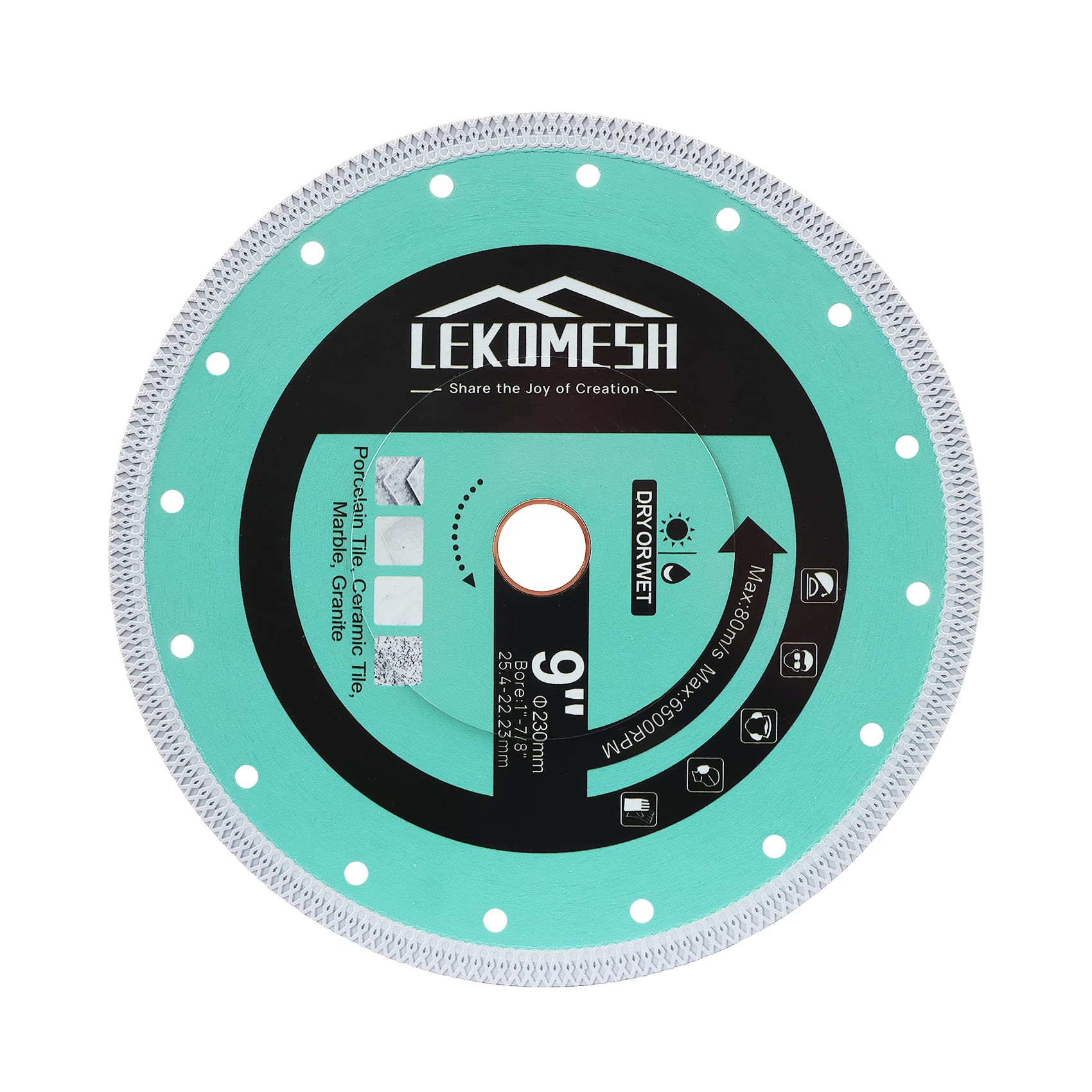 Diamond Disc Cutting 230MM - LEKOMESH Diamond Cutting Disc with X Mesh Super Thin Fast,Clean Cut Porcelain Ceramic Tile Marble Granite Artificial Stone — image 1