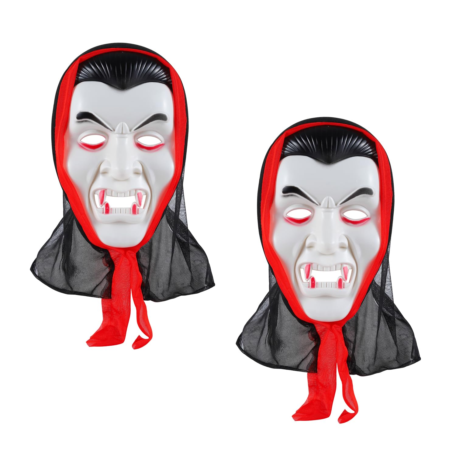 Komonee 2 x Halloween Mask Dracula Vampire White Costume Adult Outfit Scary Spooky Horror Party Face Fancy Dress Cosplay For Men Women (HM2)