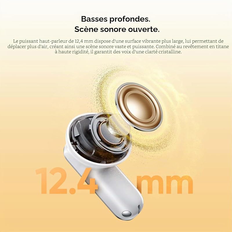 Buds T500 Pro Écouteurs Bluetooth, Intra-Auriculaires sans Fil avec 50dB ANC Réduction, 56h Autonomie, Casque sans Fil avec 12,4mm Hi-Res Audio Contrôleur, Traduction IA, Bluetooth 6.1 et IP55