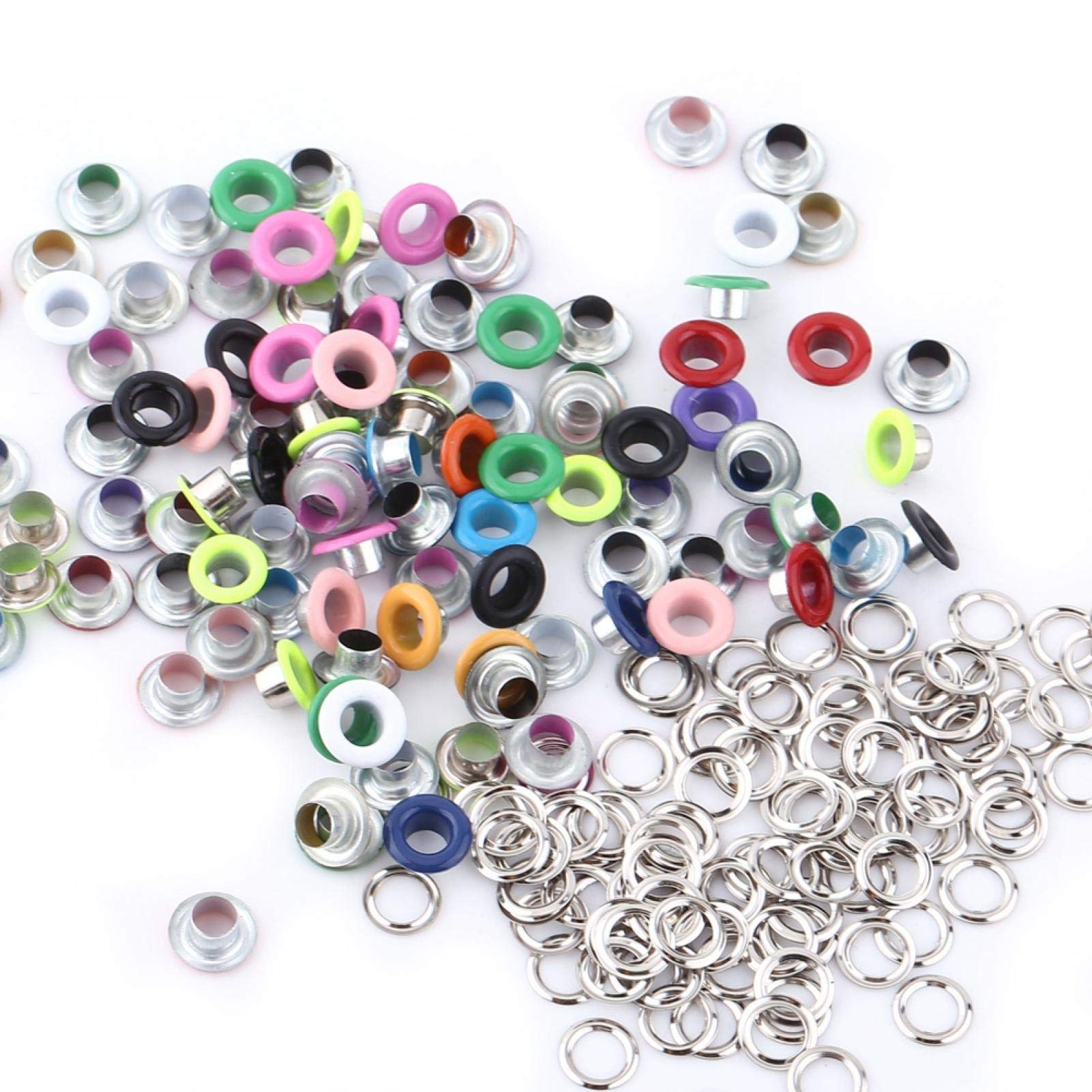 Photo 1 of 100 Sets Metal Eyelets, 5mm Multi Color Grommets Kit Round Eyelet Grommets for Scrapbooking Card Making Leather Craft Shoes Clothes(Colorful)