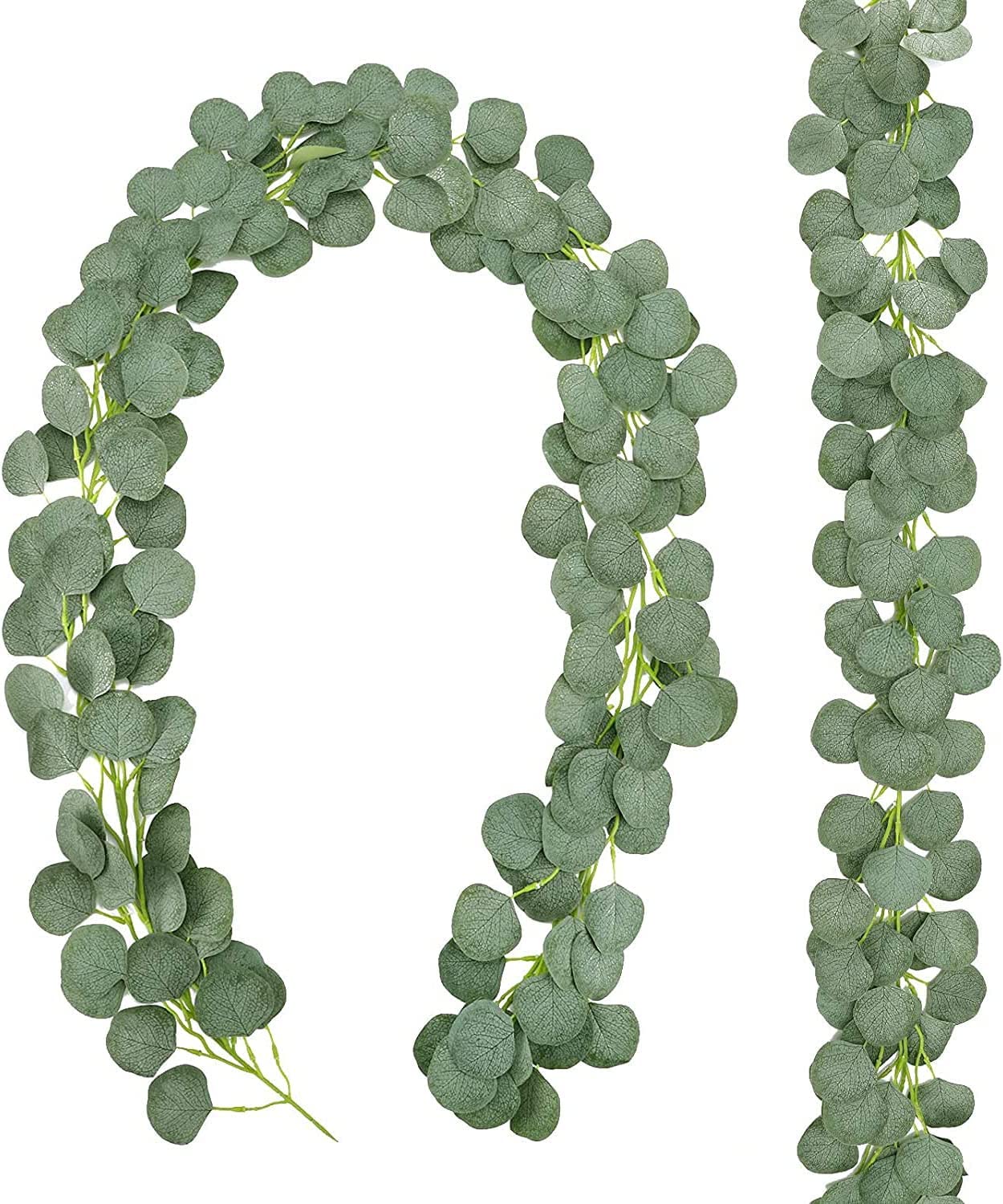 2 Pack Eucalyptus Garland Artificial Hanging Plants, Eucalyptus Green Leaves Garland Hanging Vines Decoration for Wedding Vintage Table Centerpieces Home Bathroom Decorations