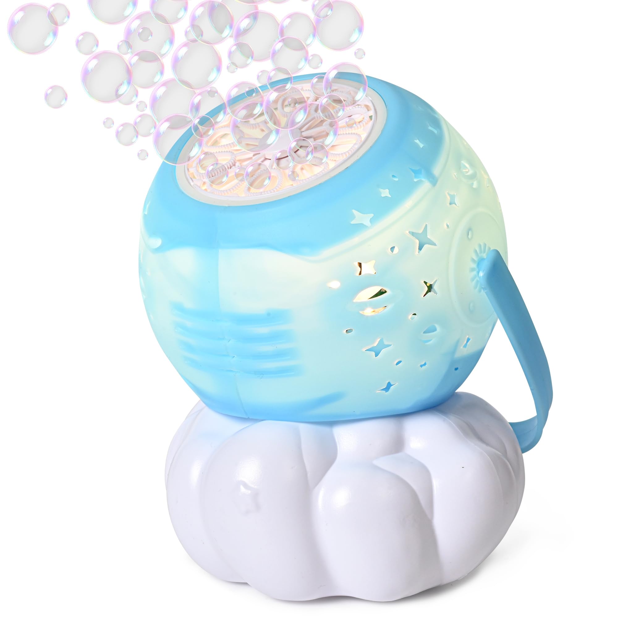 cossy Bubble Machine, Rechargeable Bubble Machine for Kids, Portable Bubble Blower with 20000+ Bubbles Per Minute, Automatic Bubble Maker with Lights for Outdoor, Parties, Weddings, Birthdays, Blue
