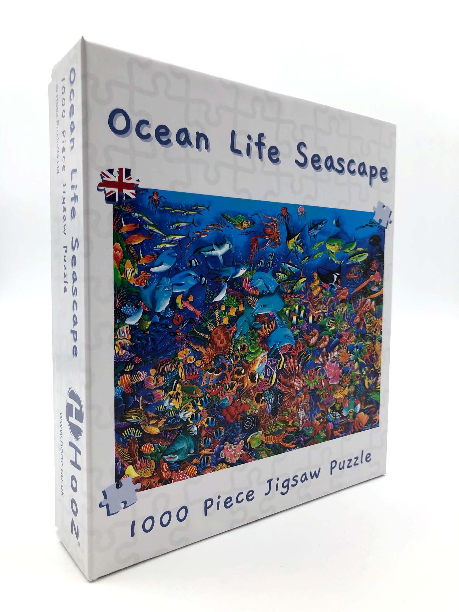 Hooz ‘Sea Life’ jigsaw for adults and older children - 1000 Piece Jigsaw Puzzle featuring colourful fish, sea mammals and plants. Made in the UK.