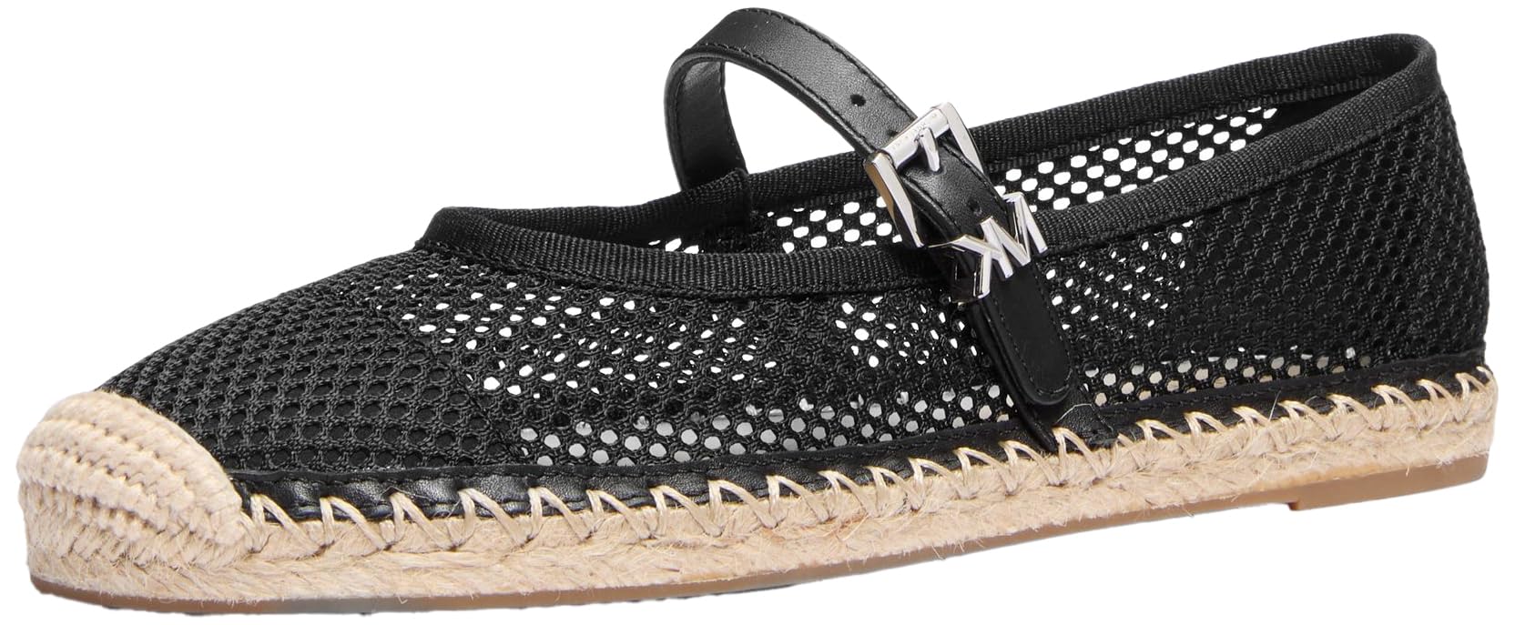 Michael Kors Women’s Lynn Ballet Espadrille Flat Thong Sandal, Signature/Nappa Leather//Black, 7