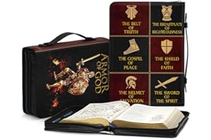 Jesuspirit - Leather Bible Cover for Men - Personalized Bible Case for Men, Bible Study Supplies, Christian Gifts for Men & Women (A - Armor of God Bible Cover, Large)