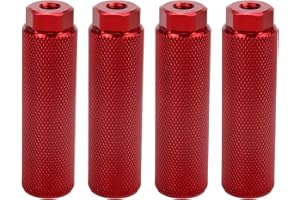 Pufguy 2 Pair Bike Pegs Aluminum Alloy Bike Foot Pegs 4 Inch Bicycle Foot Pegs,Red Fit 3/8 inch Axles
