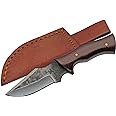 Sczo Supplies 6.25" Fixed Blade Full-Tang Carbon Steel Blacksmith Style Outdoor Hunting/Skinning Knife with Sheath, Brown