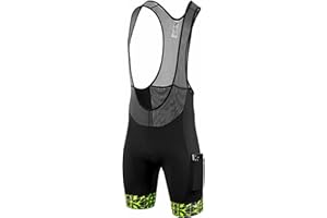 qualidyne Men's Cycling Bib Shorts with 4 Pockets,4D Padded Biking Bicycle Bib Tights for Road and Gravel Biking