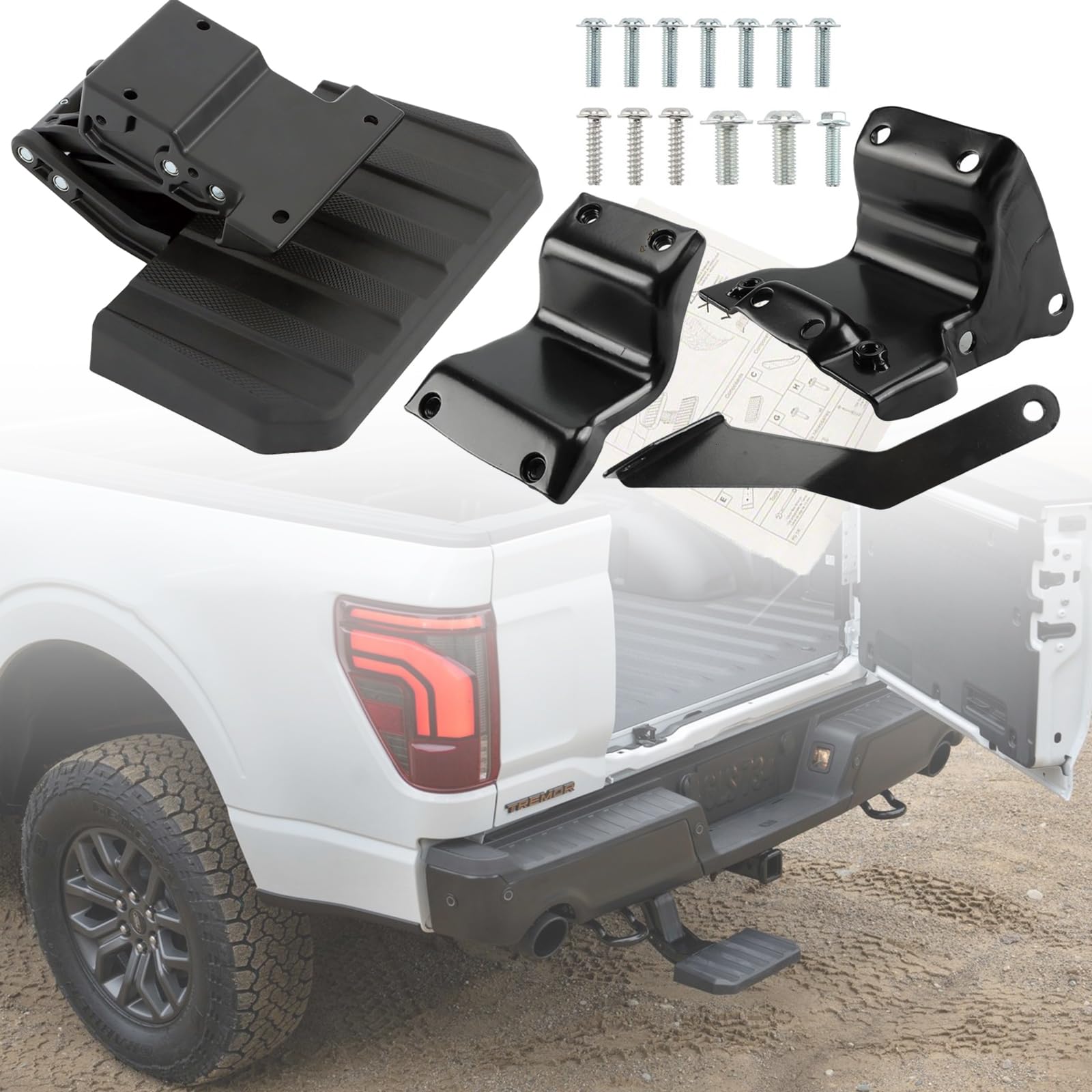 Photo 1 of F150 Rear Bed Step for Ford F-150 2024 2025 2026 (Not for Drop Tailgate) Truck Bed Side Step Retractable Bumper Step Tailgate Bedstep Replace# VRL3Z-17A958-A VRL3Z17A958A