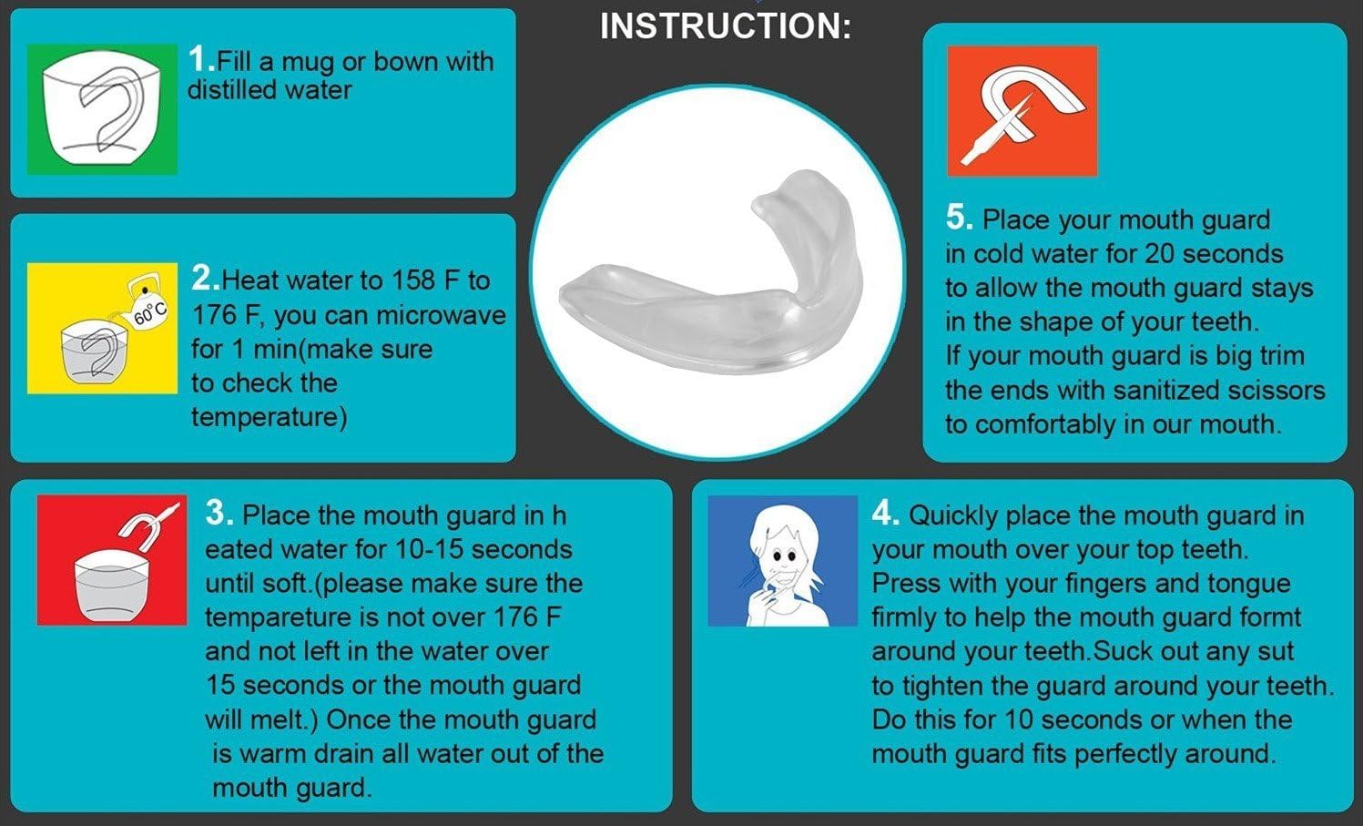 AIWAYING Sport Mouth Guards Teeth Armor Professional - 4 Pack - Safe Clear Color - No Color Additive - Athletic Teeth Mouth Guards - Fit Any Mouth Size (12 Years or Older) - Custom Fit : Sports & Outdoors