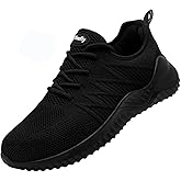 Tinefiy Steel Toe Shoes for Women Lightweight Comfortable Slip Resistant Safety Work Sneakers Cushion Puncture Proof Shoes Indestructible Shoe